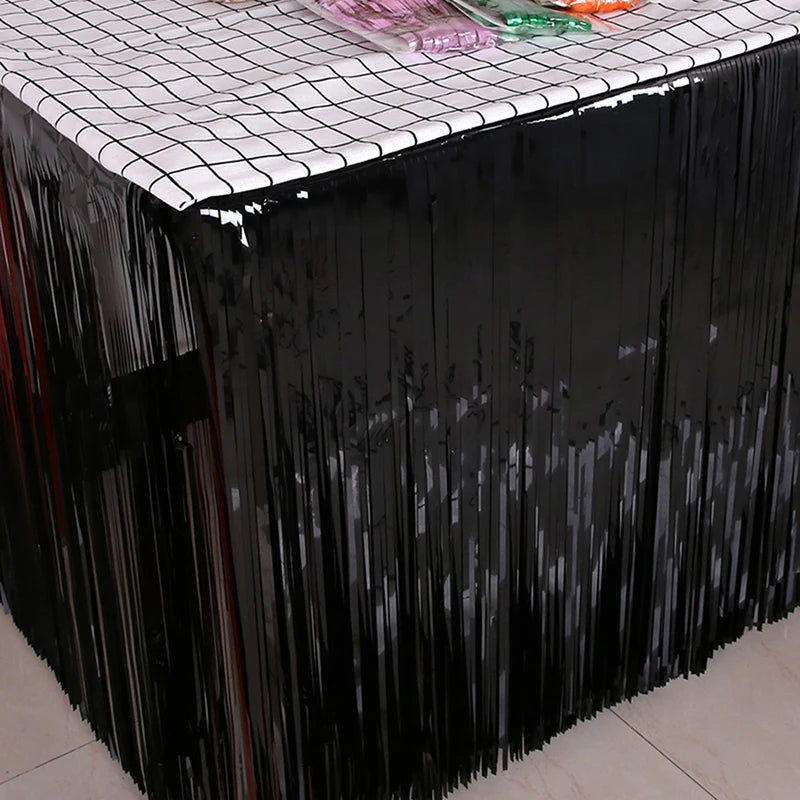 New Table Skirt Wedding Decoration Table New Year Easter Decoration For Home Birthday Party Decor Metal Rain Tinsel Table Skirt