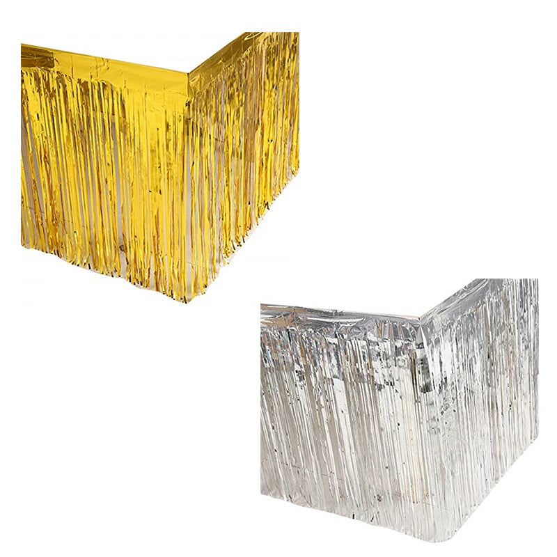 New Table Skirt Wedding Decoration Table New Year Easter Decoration For Home Birthday Party Decor Metal Rain Tinsel Table Skirt