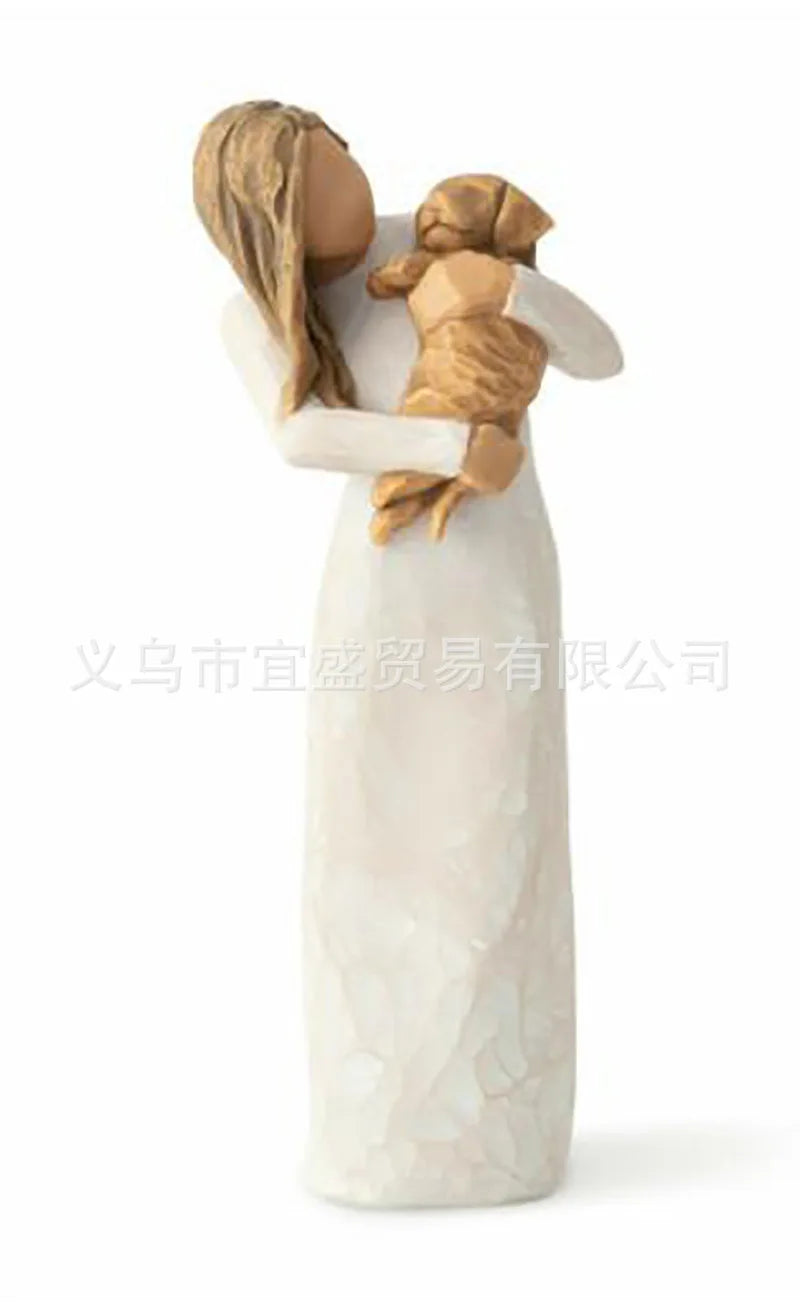Nordic Style Imitation Wood Carving Parent-child Ornaments Valentine's Day Easter Gifts Home Living Room Decoration Model Crafts