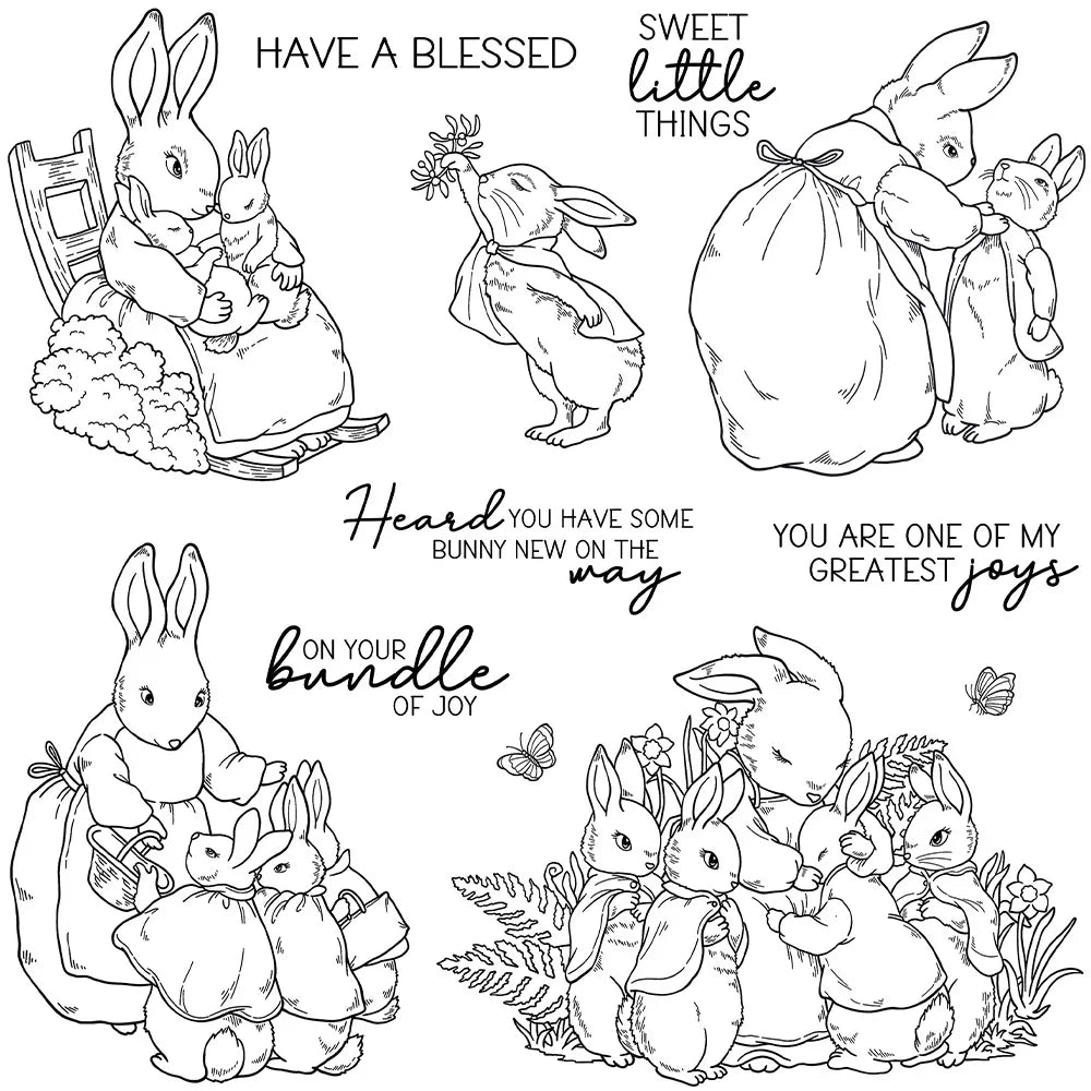 Rabbit Scrapbooking Silicone Clear Stamps Easter Transparent Christmas Gift Seal for Paper Diy Journaling Decor Craft Supplies