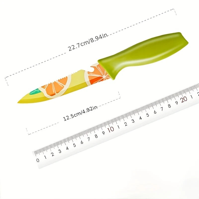 Stainless steel printed fruit knife,household peeler knife portable knife tool,stainless steel small knife melon and fruit knife