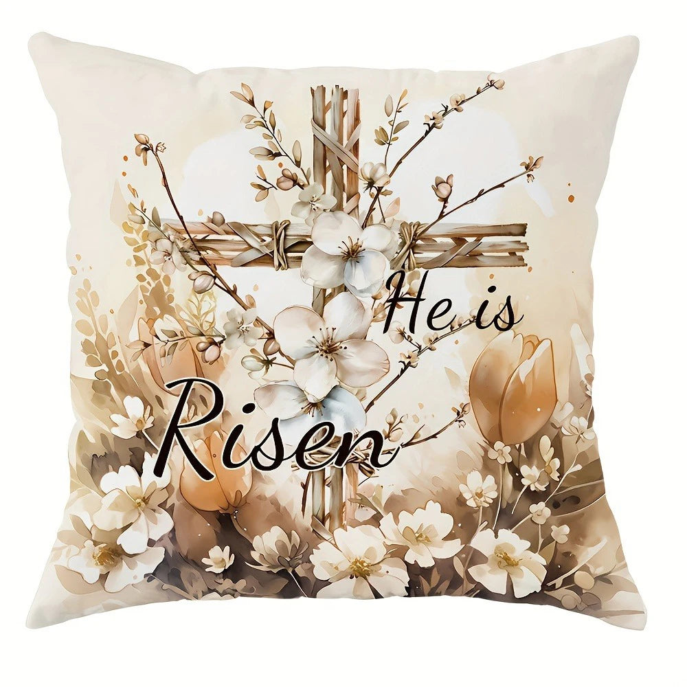 Happy Easter decoration pillow cover Rabbit flower truck and Egg pattern design Sofa cushion cover home room decoration