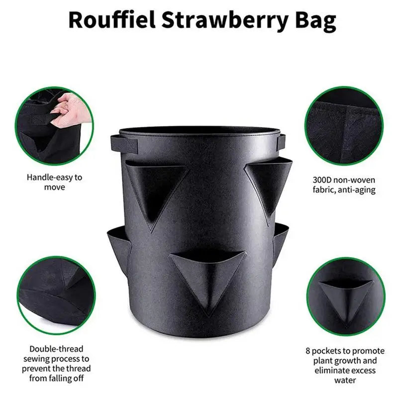 Strawberry Planting Bag Strawberry Planter Plant Bag For Outdoor With 6 Side Grow Pocket 7 Gallon Garden Planting Pots Non-Woven