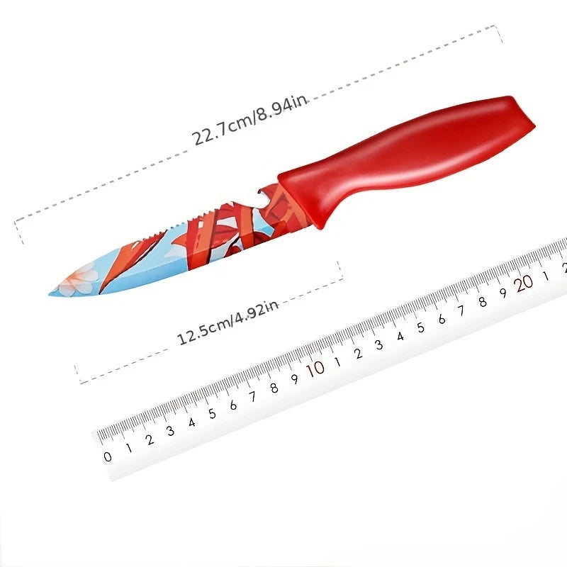 Stainless steel printed fruit knife,household peeler knife portable knife tool,stainless steel small knife melon and fruit knife