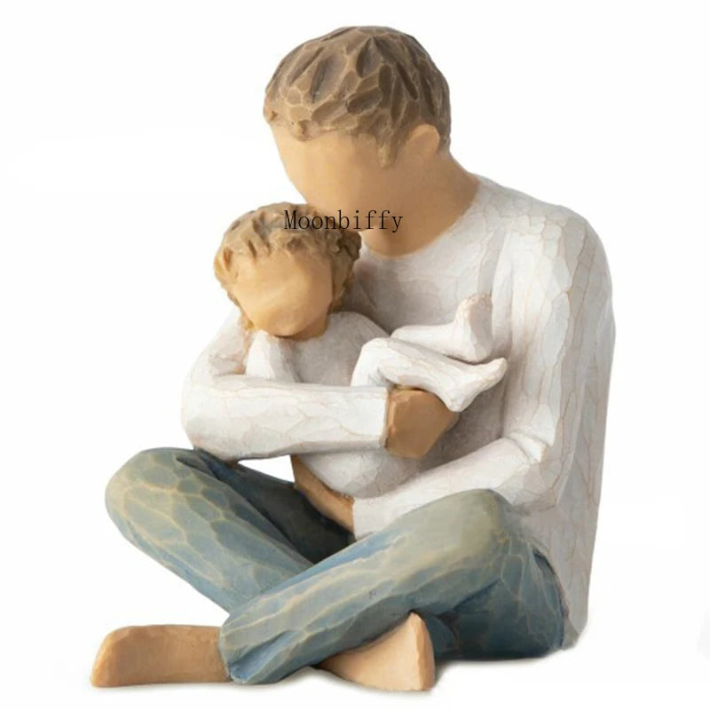Nordic Style Imitation Wood Carving Parent-child Ornaments Valentine's Day Easter Gifts Home Living Room Decoration Model Crafts