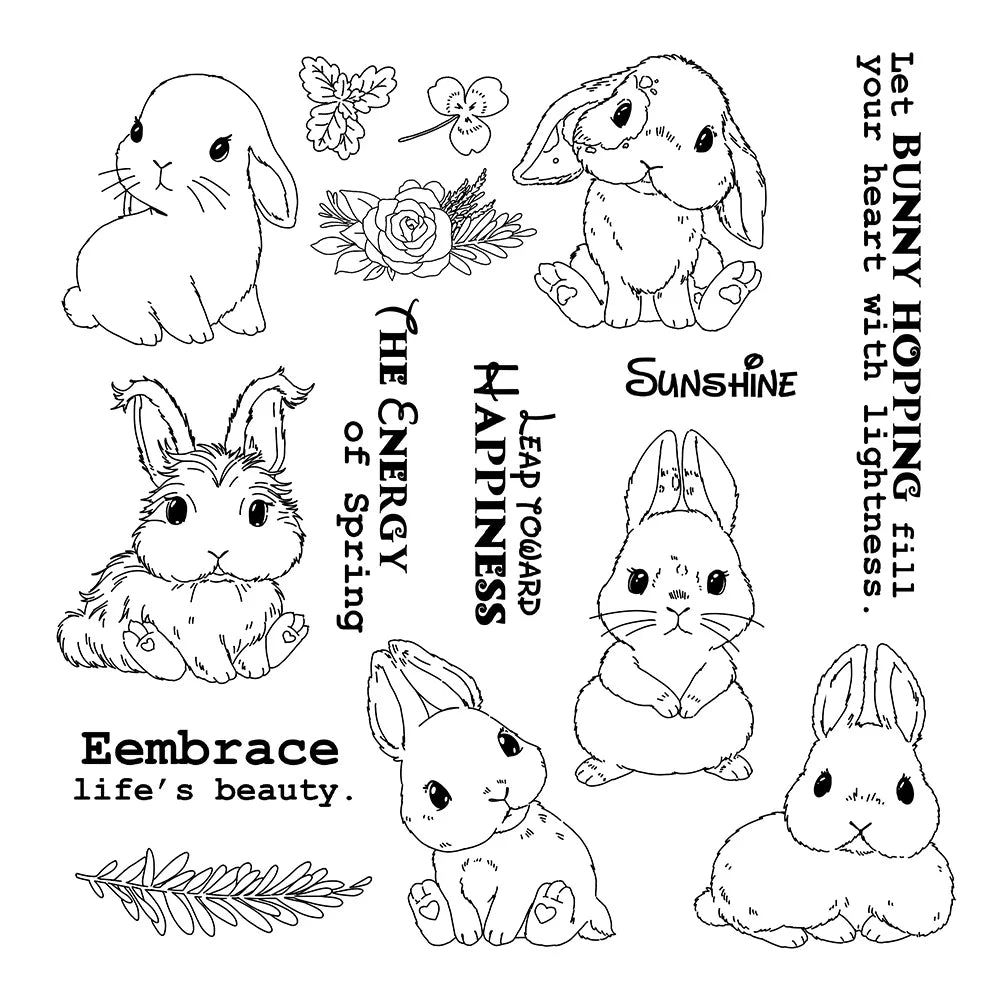 Mangocraft Cute Easter Series Rabbits Bunny Cutting Dies Clear Stamp DIY Scrapbooking Metal Dies Silicone Stamp For Cards Albums