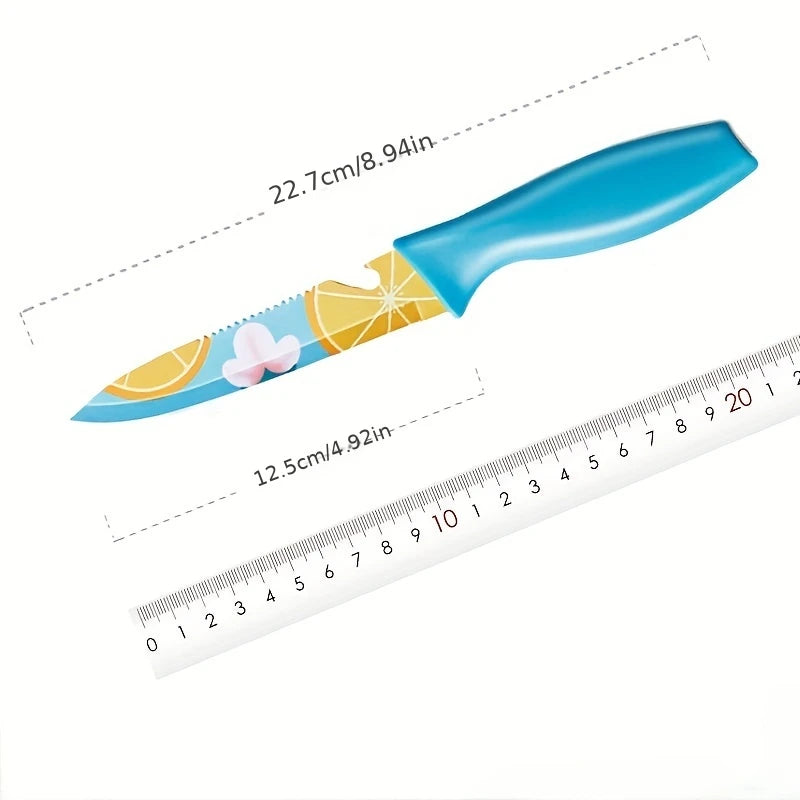 Stainless steel printed fruit knife,household peeler knife portable knife tool,stainless steel small knife melon and fruit knife