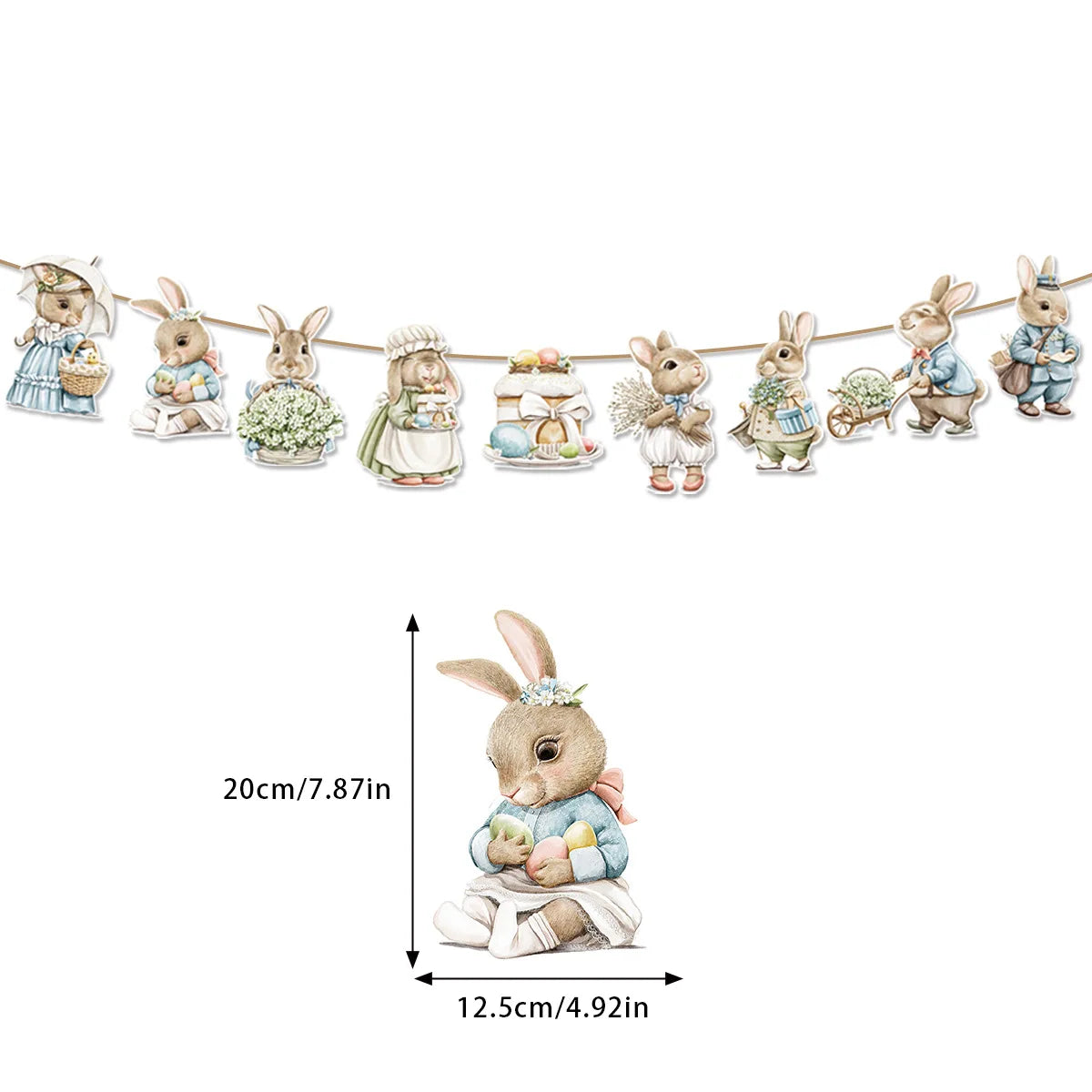 1 Set Retro Easter Bunny Rabbit Banners Spring Bunting for Home Happy Easter Party Garland Boys Girls Birthday Party Decoration