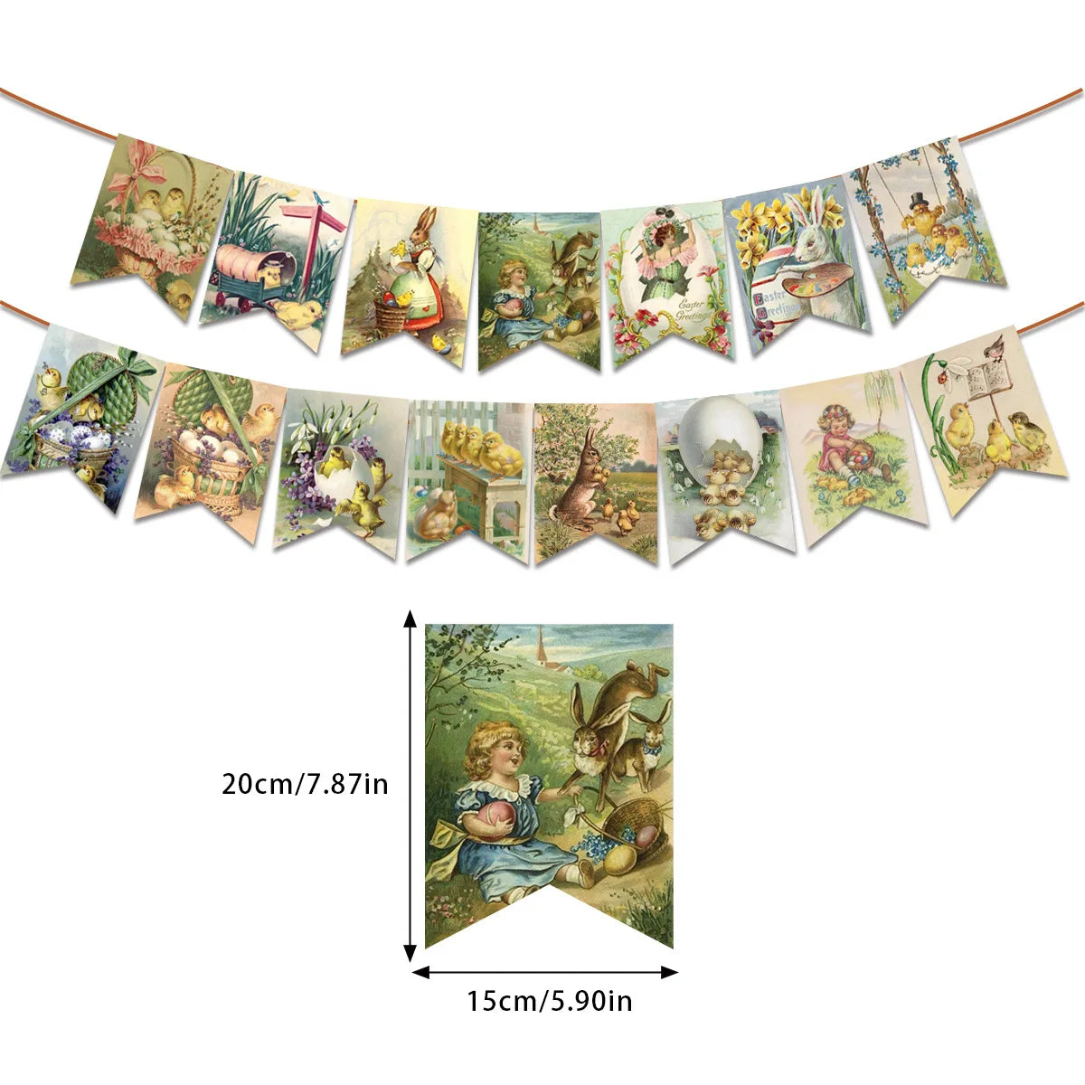 1 Set Retro Easter Bunny Rabbit Banners Spring Bunting for Home Happy Easter Party Garland Boys Girls Birthday Party Decoration