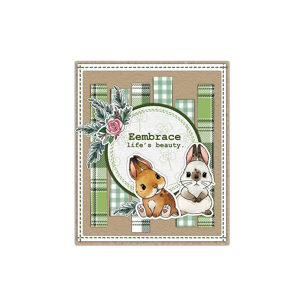 Mangocraft Cute Easter Series Rabbits Bunny Cutting Dies Clear Stamp DIY Scrapbooking Metal Dies Silicone Stamp For Cards Albums