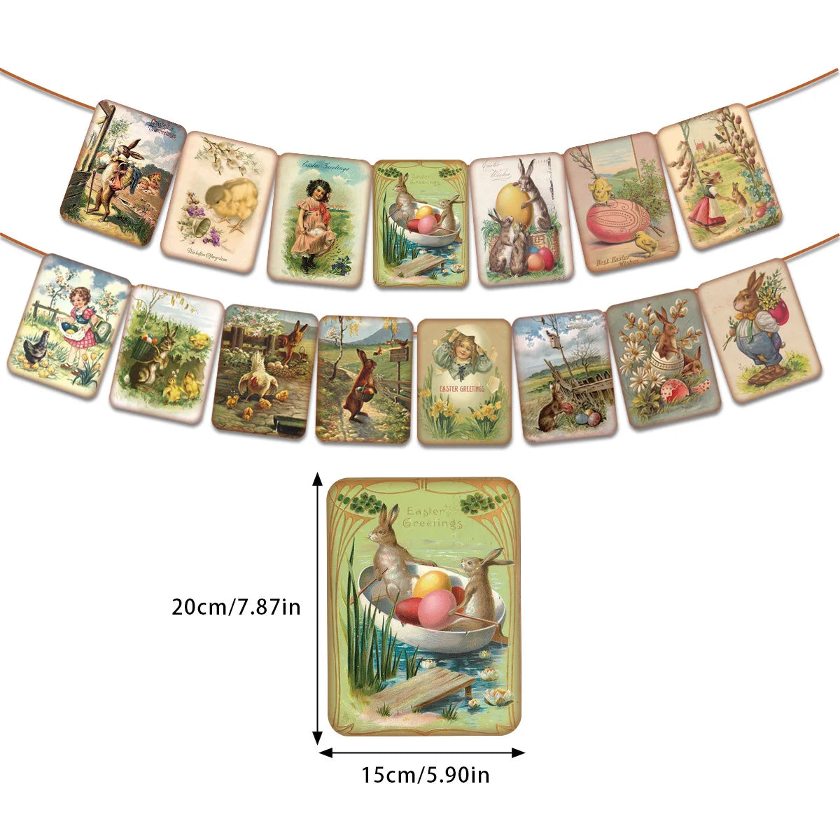 1 Set Retro Easter Bunny Rabbit Banners Spring Bunting for Home Happy Easter Party Garland Boys Girls Birthday Party Decoration