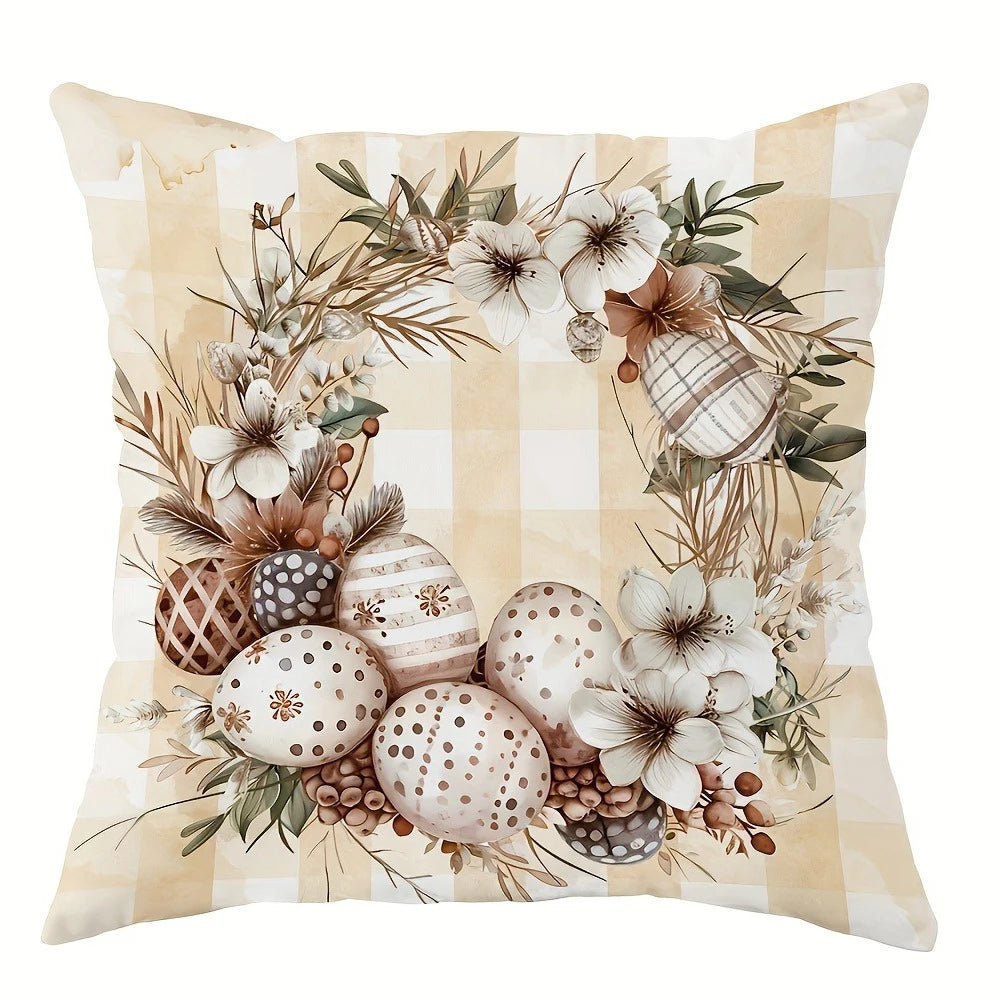 Happy Easter decoration pillow cover Rabbit flower truck and Egg pattern design Sofa cushion cover home room decoration