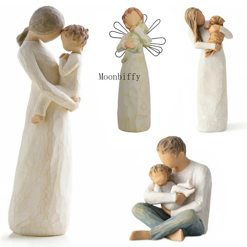 Nordic Style Imitation Wood Carving Parent-child Ornaments Valentine's Day Easter Gifts Home Living Room Decoration Model Crafts
