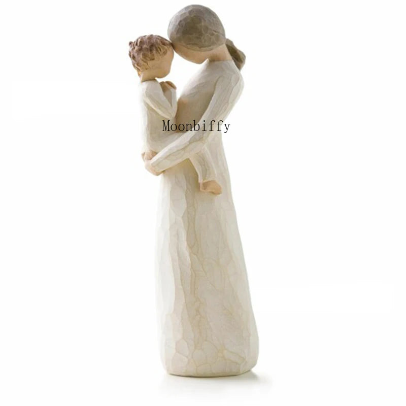 Nordic Style Imitation Wood Carving Parent-child Ornaments Valentine's Day Easter Gifts Home Living Room Decoration Model Crafts
