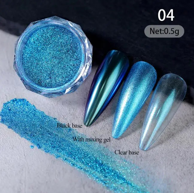 1 Jars Brown Magic Mirror Nails Powder Holographic Laser Glitte Chameleon Auroras Pigment Manicure Rubbing Nail Art Chrome Dust