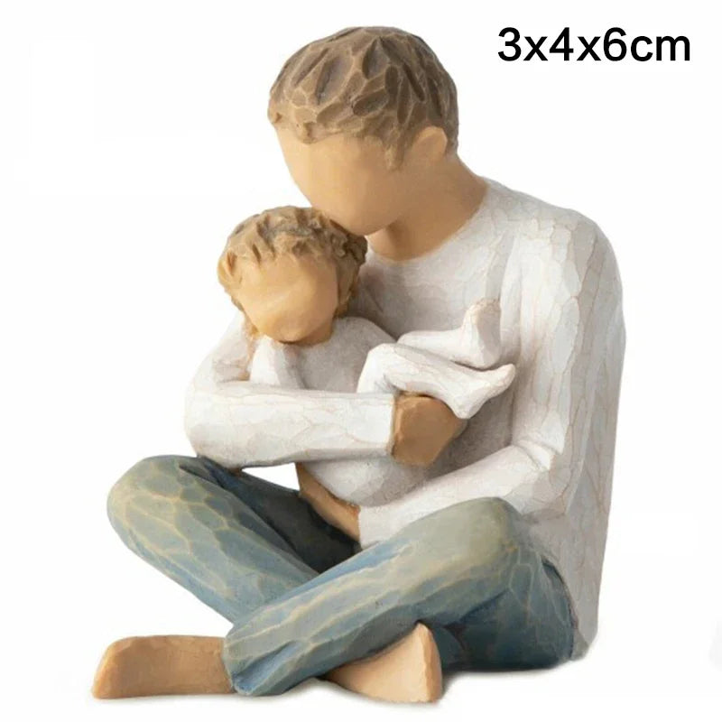 Nordic Style Imitation Wood Carving Parent-child Ornaments Valentine's Day Easter Gifts Home Living Room Decoration Model Crafts