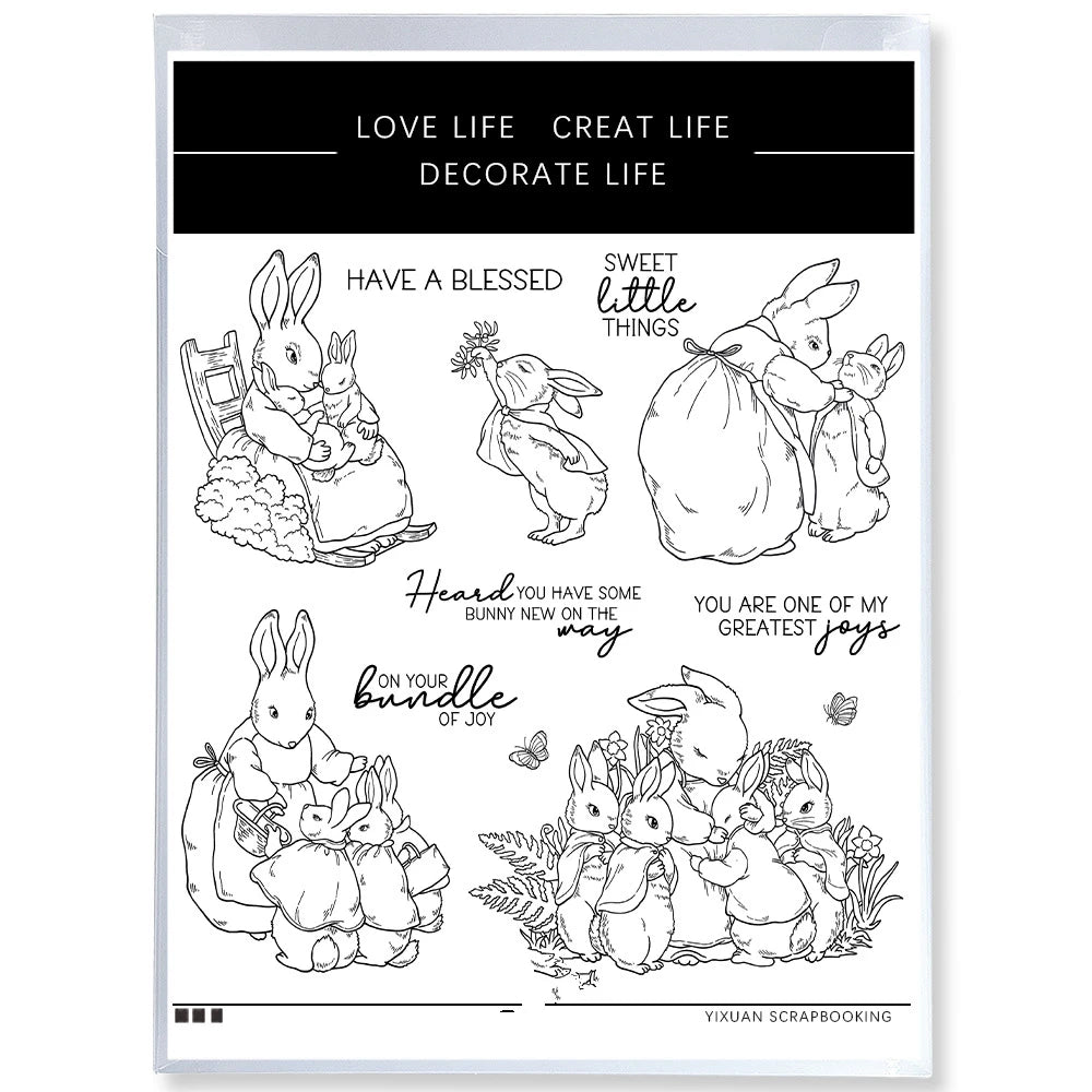 Rabbit Scrapbooking Silicone Clear Stamps Easter Transparent Christmas Gift Seal for Paper Diy Journaling Decor Craft Supplies