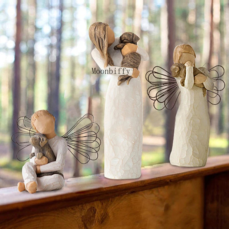Nordic Style Imitation Wood Carving Parent-child Ornaments Valentine's Day Easter Gifts Home Living Room Decoration Model Crafts