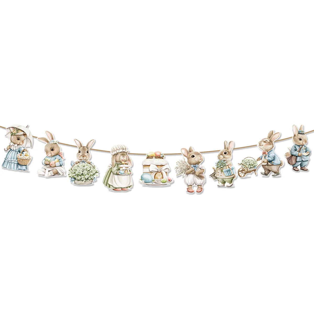 1 Set Retro Easter Bunny Rabbit Banners Spring Bunting for Home Happy Easter Party Garland Boys Girls Birthday Party Decoration