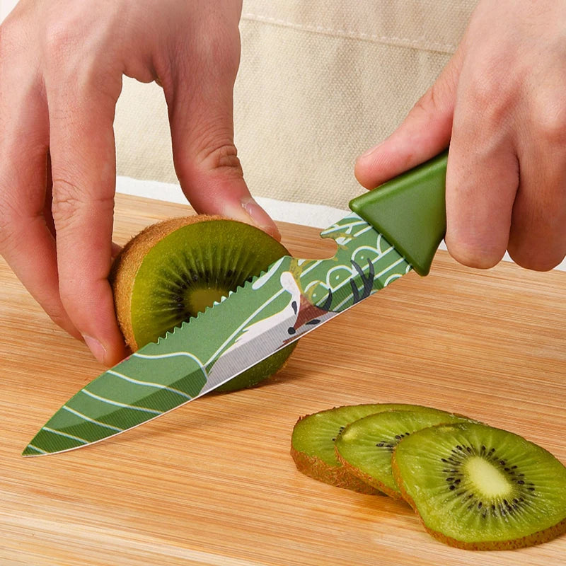 Stainless steel printed fruit knife,household peeler knife portable knife tool,stainless steel small knife melon and fruit knife