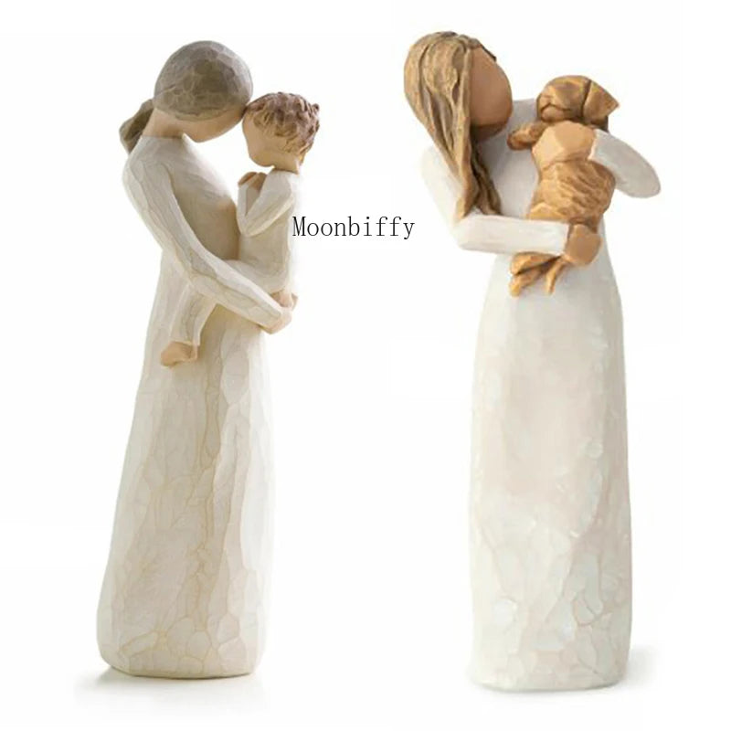 Nordic Style Imitation Wood Carving Parent-child Ornaments Valentine's Day Easter Gifts Home Living Room Decoration Model Crafts