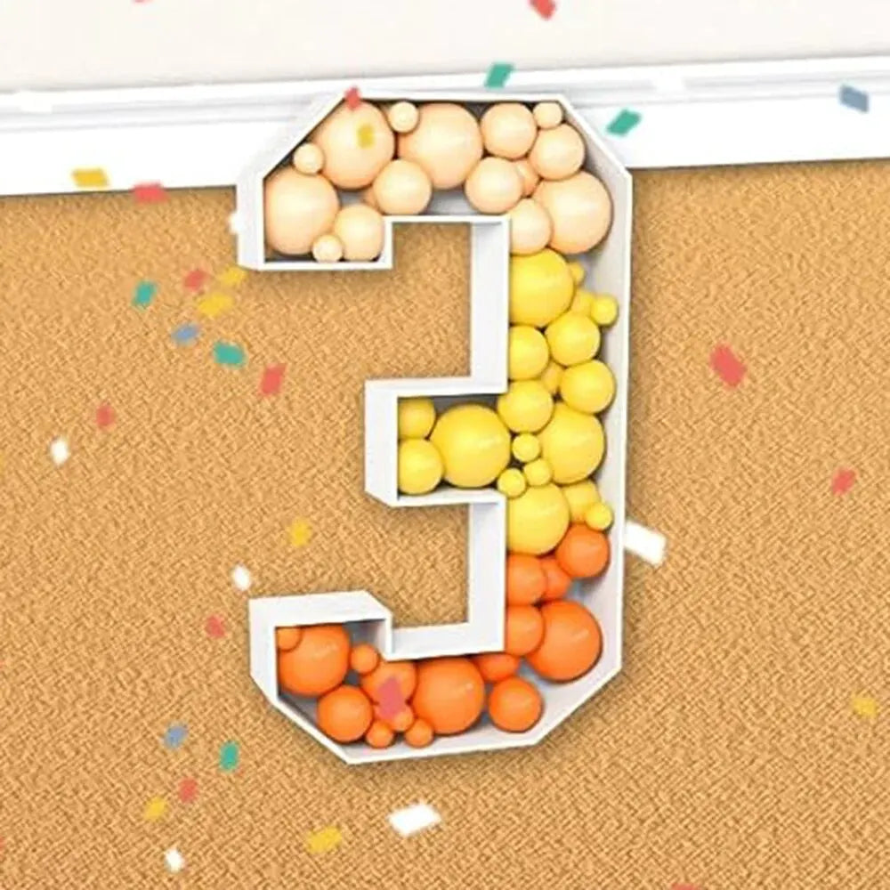 1PC 73CM 3D Filled Balloon Number Number 0-9 Light Up Marquee Foam Board For Birthday Anniversary And Easter Decorations