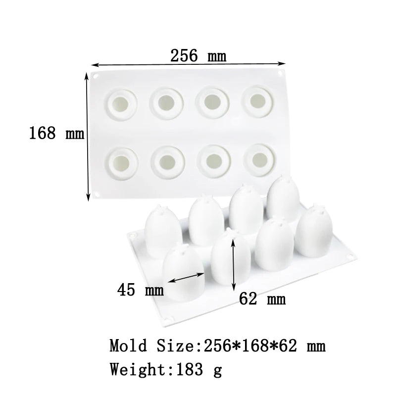 8 Cavity 3D Easter Egg Shape Silicone Cake Mold Chocolate Cake Mould Easter Egg Decoration French Mousse Decorating Tools