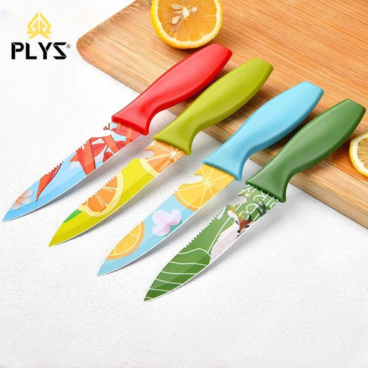 Stainless steel printed fruit knife,household peeler knife portable knife tool,stainless steel small knife melon and fruit knife