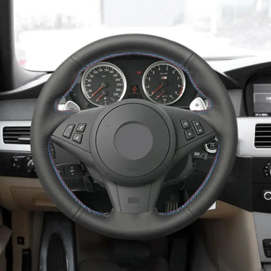 Car Accessories Steering Wheel Cover Leather Trim For BMW 5 6 Series E60 E61 Touring 530d 545i E63 Coupe E64 630i 650i 2003-2010