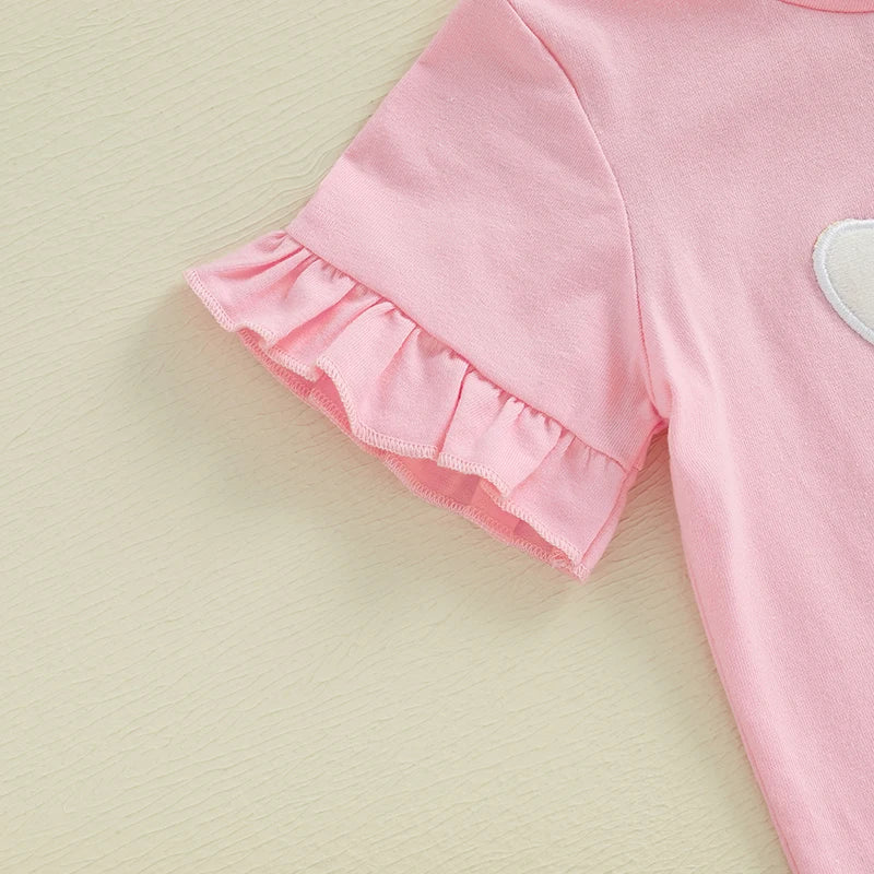 Adorable Toddler Girls Easter Outfits with Bunny Embroidery and Plaid Shorts - 2 Piece Set for Spring Style