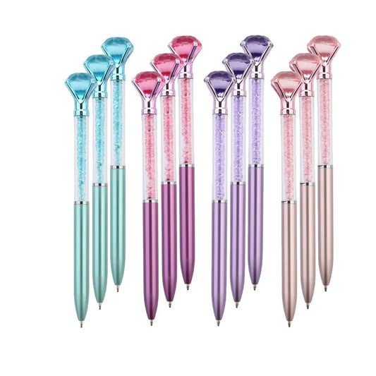 12Pcs  Crystal Diamond Gel Pen Diamond Ballpoint Pens Prize Office Student Writing Stationery