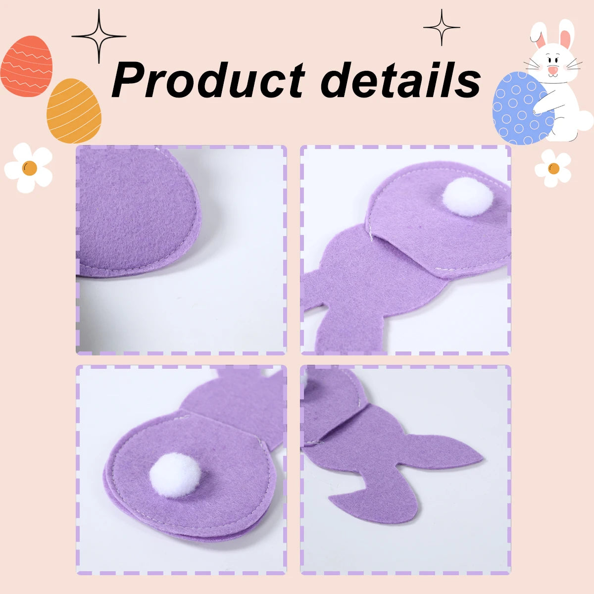 4pcs Felt Bunny Rabbit Knife Fork Holder Bags Easter Cutlery Bag Tableware Spring Easter Festival Party Home Table Decorations