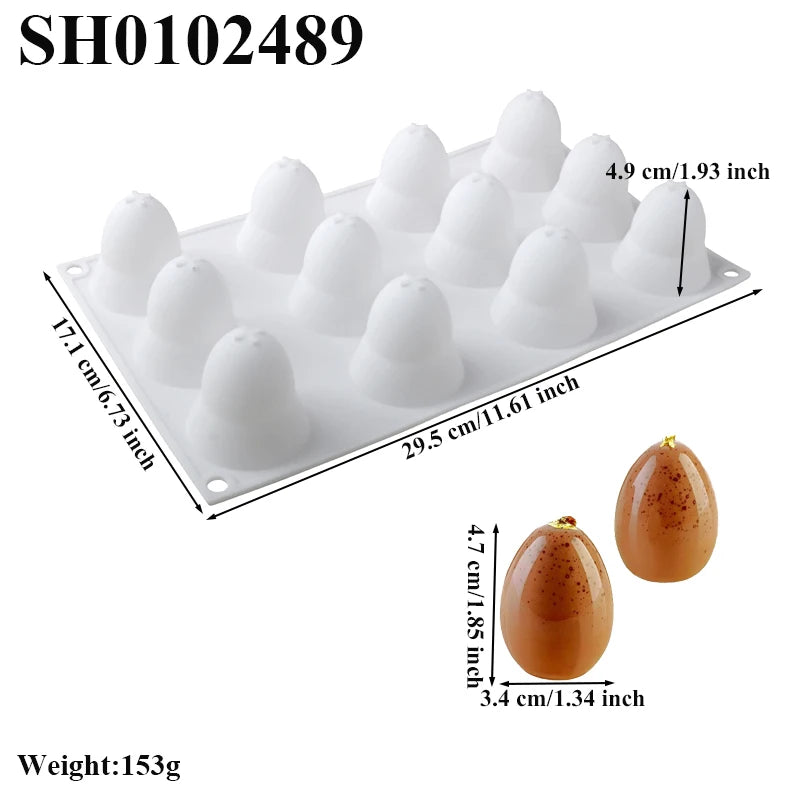 8 Cavity 3D Easter Egg Shape Silicone Cake Mold Chocolate Cake Mould Easter Egg Decoration French Mousse Decorating Tools