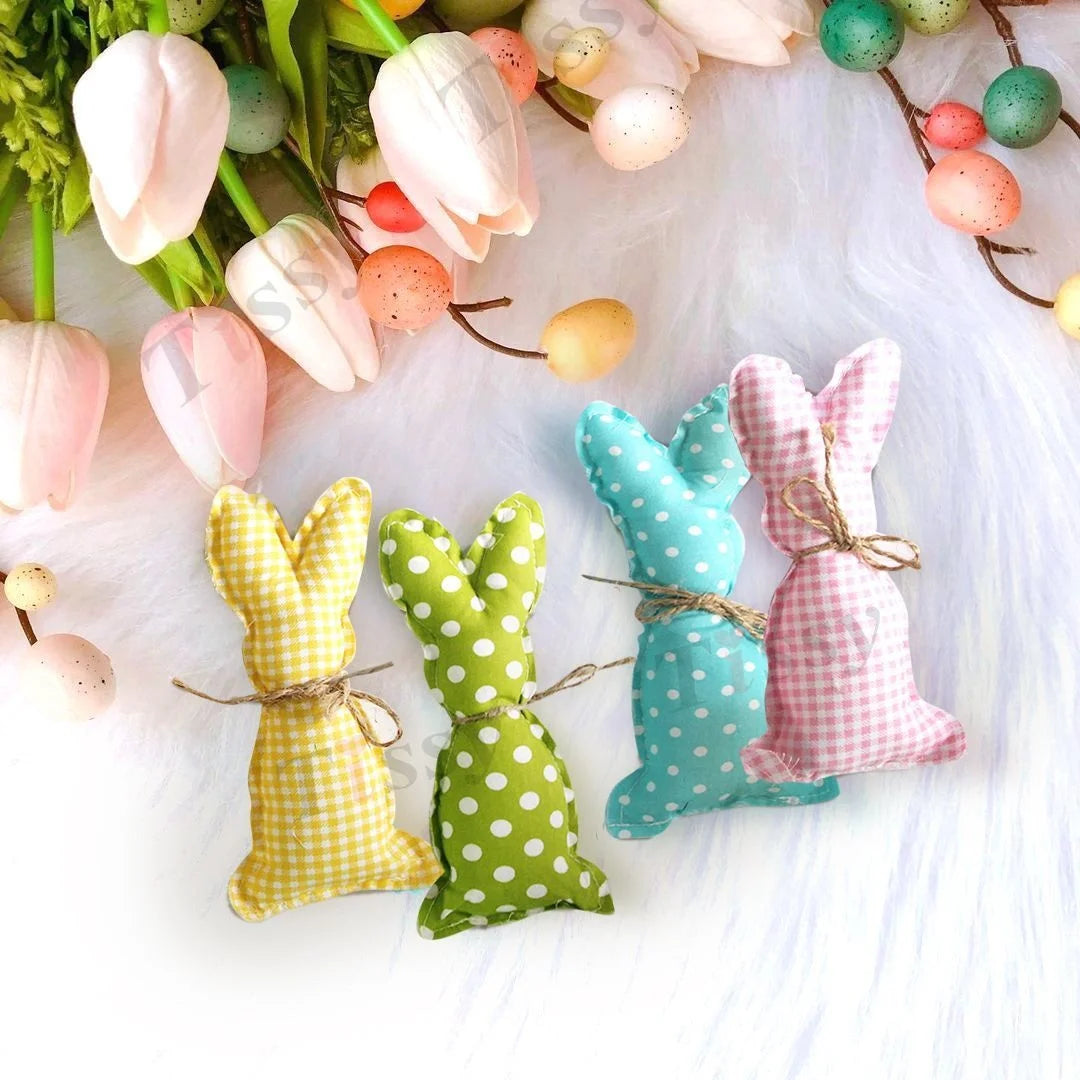1pc Easter Cotton Fabric Rabbit Ornament Pink Yellow Rabbit Pendant for Easter Home Party Table Decoration Kids Crafts Supplies