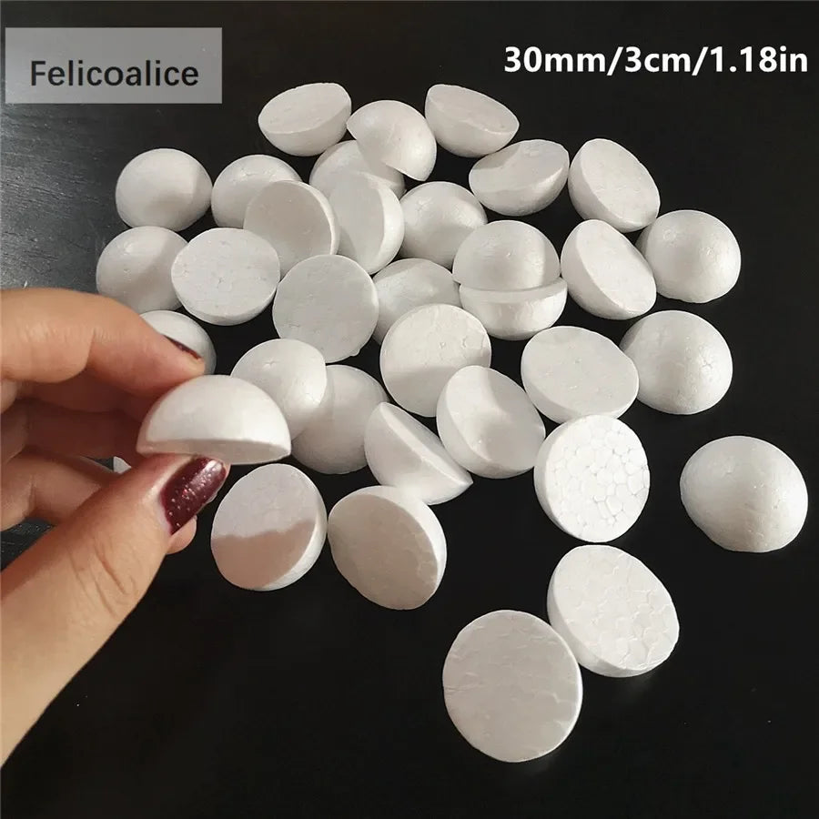 50pcs 3cm 30mm Modelling Polystyrene Styrofoam Half Foam Ball Spheres Crafts DIY Party Wedding Decoration Supplies