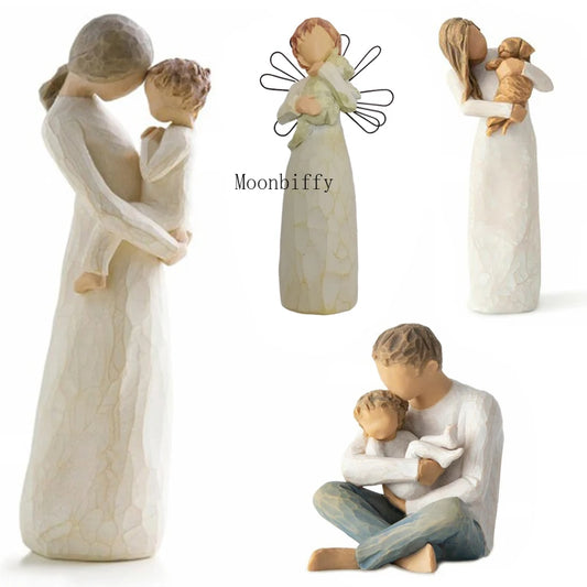 Nordic Style Imitation Wood Carving Parent-child Ornaments Valentine's Day Easter Gifts Home Living Room Decoration Model Crafts