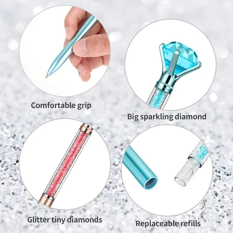 12Pcs  Crystal Diamond Gel Pen Diamond Ballpoint Pens Prize Office Student Writing Stationery
