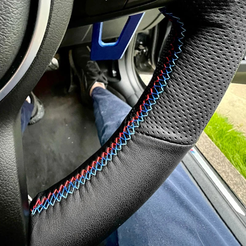 Car Accessories Steering Wheel Cover Leather Trim For BMW 5 6 Series E60 E61 Touring 530d 545i E63 Coupe E64 630i 650i 2003-2010