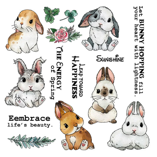 Mangocraft Cute Easter Series Rabbits Bunny Cutting Dies Clear Stamp DIY Scrapbooking Metal Dies Silicone Stamp For Cards Albums