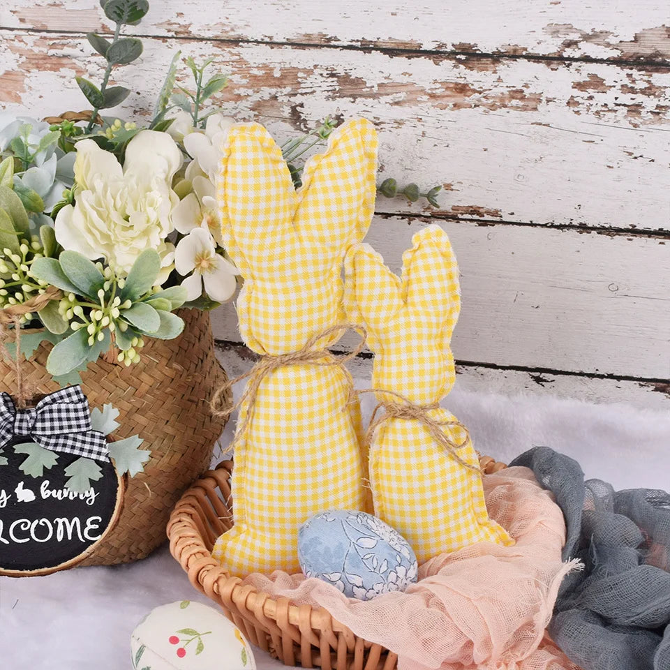 1pc Easter Cotton Fabric Rabbit Ornament Pink Yellow Rabbit Pendant for Easter Home Party Table Decoration Kids Crafts Supplies