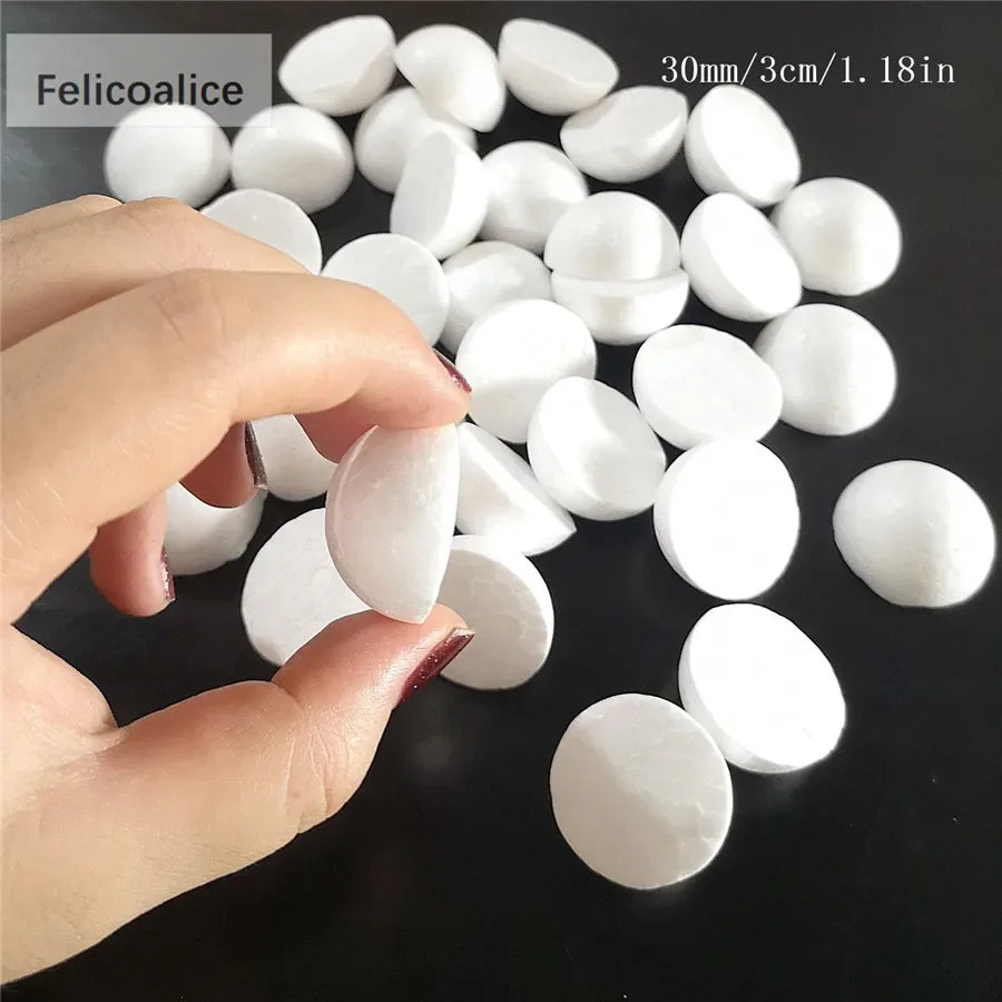 50pcs 3cm 30mm Modelling Polystyrene Styrofoam Half Foam Ball Spheres Crafts DIY Party Wedding Decoration Supplies