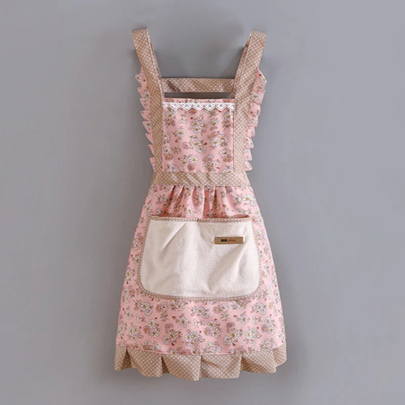 Easter Home Work Adjustable Apron Floral Print Cake Kitchen Cooking Women Girls Aprons with Pocket