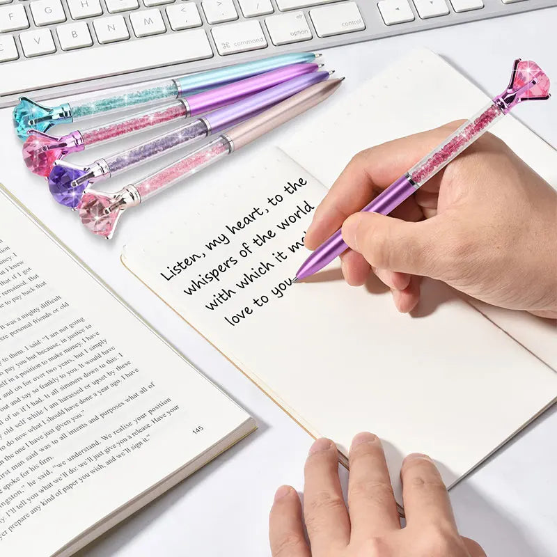 12Pcs  Crystal Diamond Gel Pen Diamond Ballpoint Pens Prize Office Student Writing Stationery