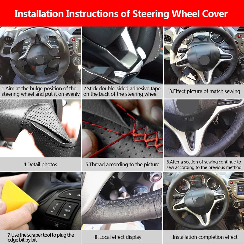 Car Accessories Steering Wheel Cover Leather Trim For BMW 5 6 Series E60 E61 Touring 530d 545i E63 Coupe E64 630i 650i 2003-2010