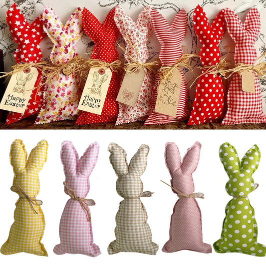 1pc Easter Cotton Fabric Rabbit Ornament Pink Yellow Rabbit Pendant for Easter Home Party Table Decoration Kids Crafts Supplies