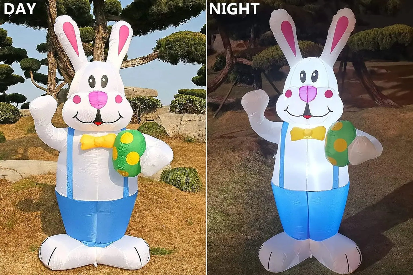 6.2FT Blue Bunny Inflatable Easter Inflatables Decorations LED Lights Blow Up Yard Decorations Indoor Outdoor Garden Decorations