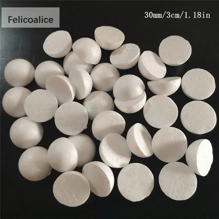 50pcs 3cm 30mm Modelling Polystyrene Styrofoam Half Foam Ball Spheres Crafts DIY Party Wedding Decoration Supplies