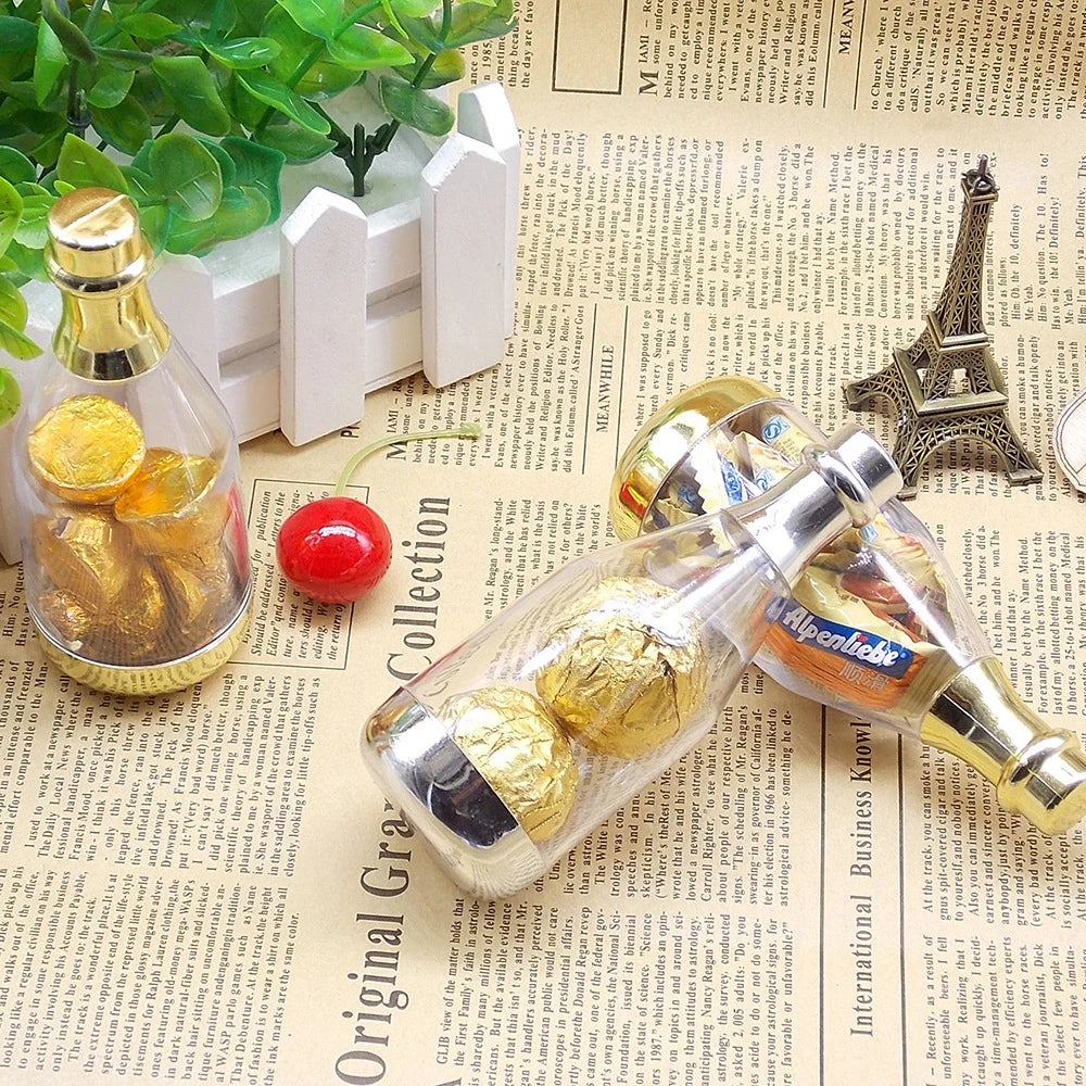 Champagne Bottle Plastic Candy Box Chocolate Box Baby Shower Wedding Valentines Day Easter Party Decor Favor Gift Packaging Box