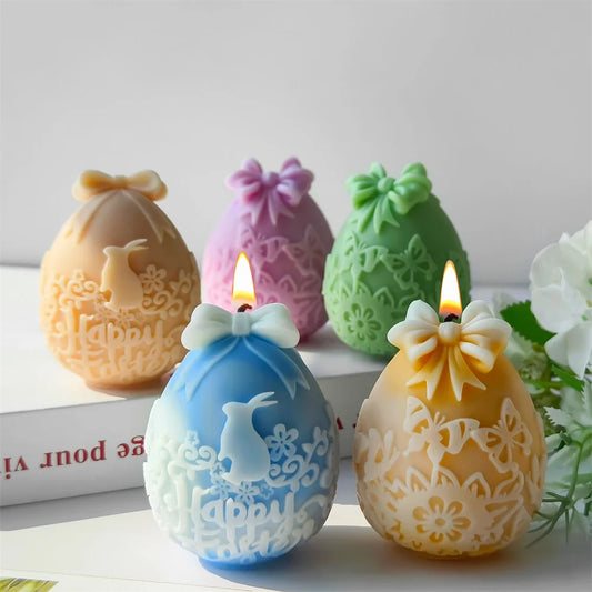 3D Easter Egg Bunny Candle Silicone Mold DIY Rabbit Decoration Plaster Drop Glue Mold Handmade Soap Aromatherapy Handmade Gifts