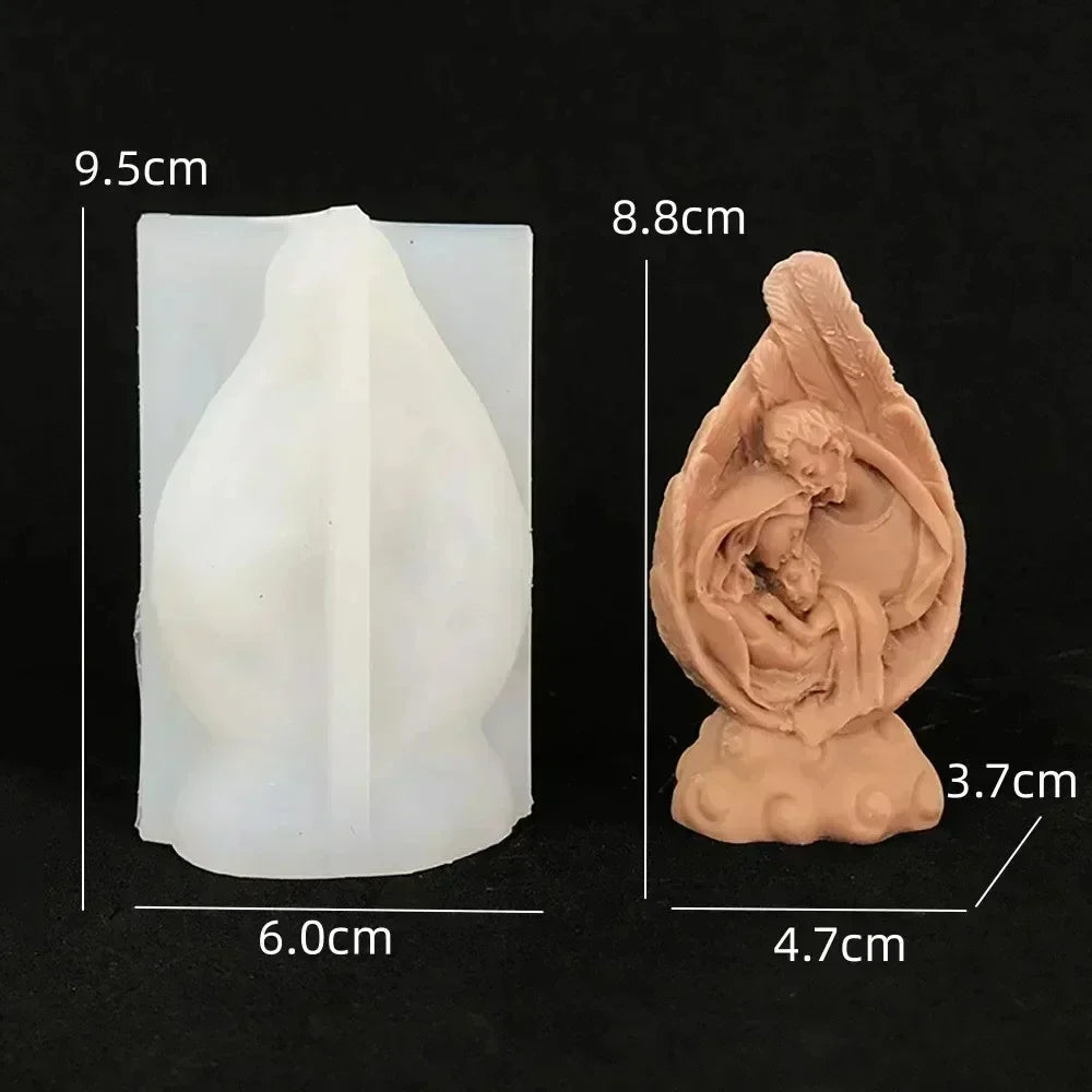 3D Easter Jesus Egg Candle Silicone Mold Virgin Mary Easter Egg Candle Mould Resin Cross Jesus Egg Gypsum Molds Easter Gift